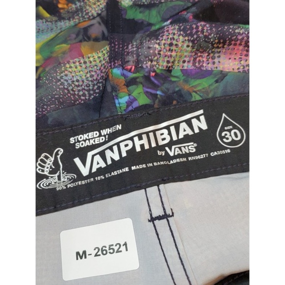 Vans Men Shorts 30 Black Floral Swimwear VANPHIBIAN Boardshorts - Picture 3 of 12
